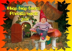 Uitnodiging Priscilla 1 jaar